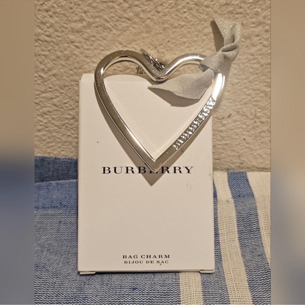 Burberry Silver Heart-Shaped Bag Charm